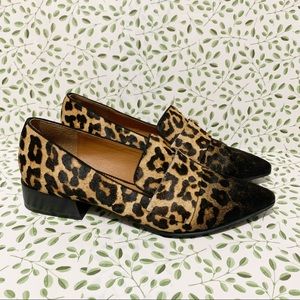 Franco Sarto animal print calf hair loafers